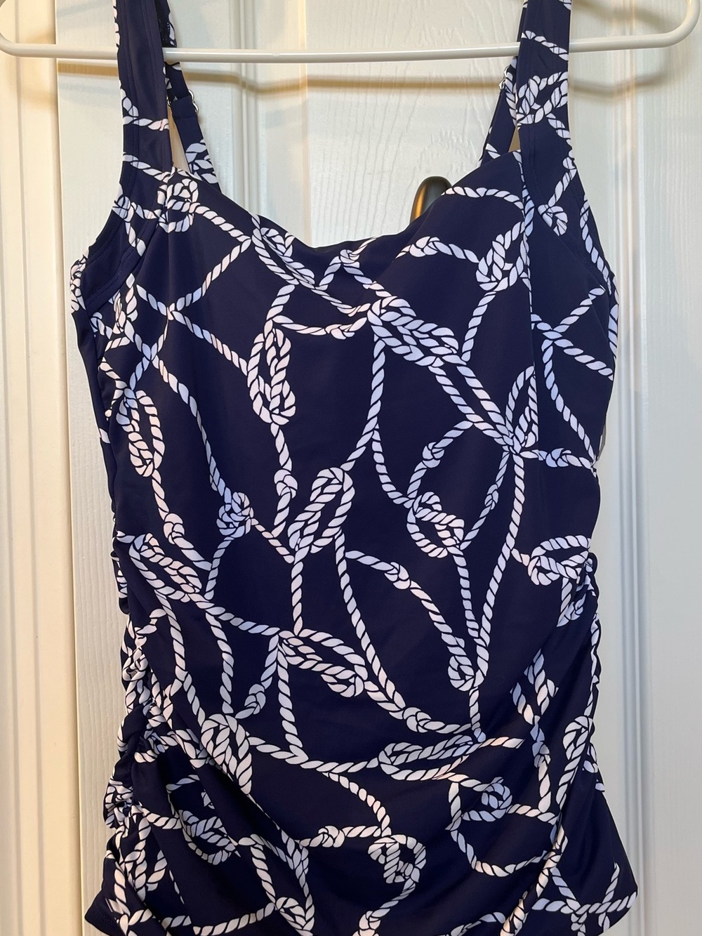 Talbots Navy Blue Rope-Print tankini top